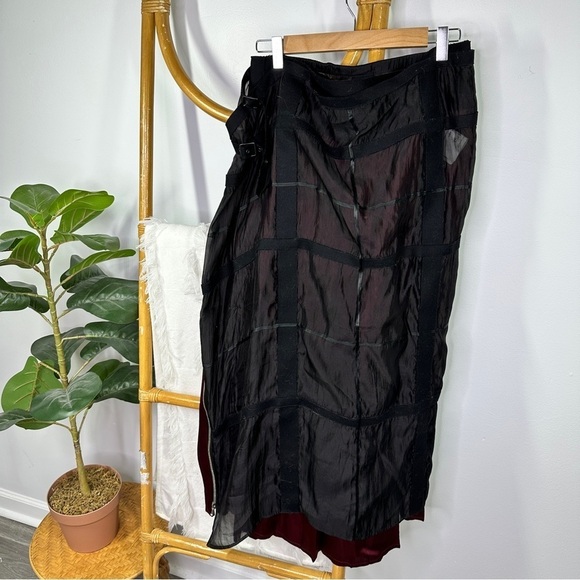 Piere Antonio Gaspari Red and Black Double Zip Skirt sz 12 - Picture 1 of 8